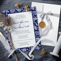 Wiesenwildblumen Indigo Blaue Hochzeitseinladung