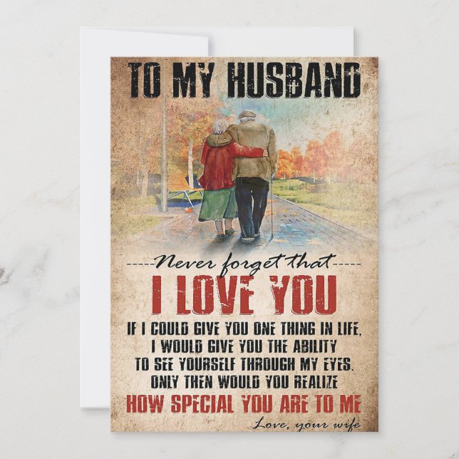 Wife Art To My Husband Never Forget Dankeskarte (Vorderseite)