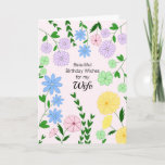 Wife Birthday Card Karte<br><div class="desc">Pretty birthday card for Wife that is customizable with your personalized message and/or name.</div>