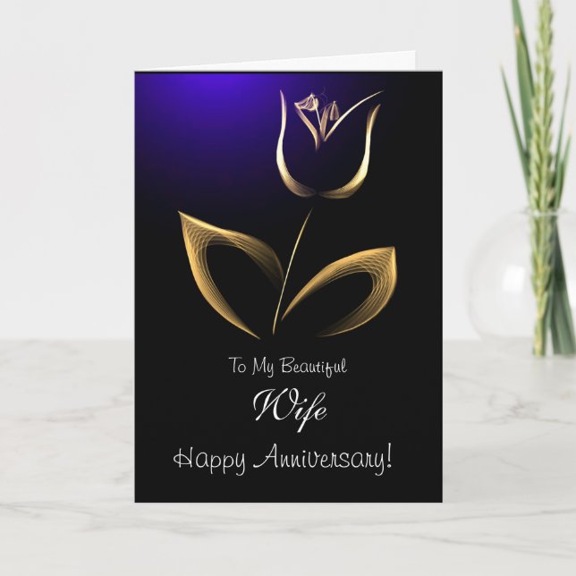 Wife / Happy Anniversary - Fractal Tulip Karte (Vorderseite)
