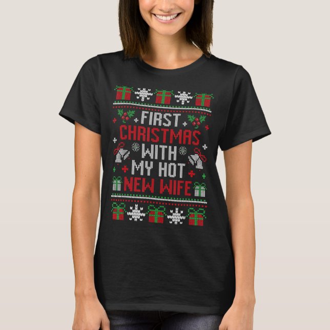 Wife Husband First Christmas Just Married Christma T-Shirt (Vorderseite)