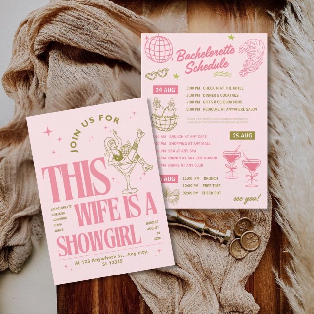 Wife is a showgirl bachelorette weekend itinerary  einladung (Von Creator hochgeladen)