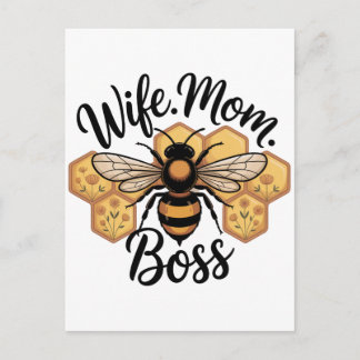 Wife. Mom. Boss Ankündigungspostkarte