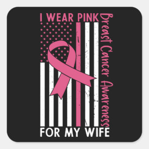 Wife Mom Mother Family Matching Breast Cancer Gift Quadratischer Aufkleber