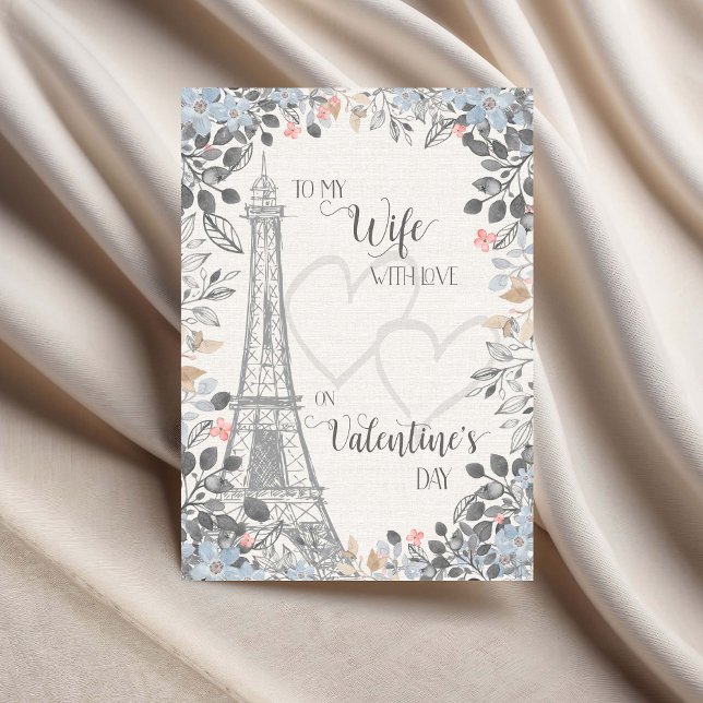 Wife Romantic Valentines Day Eiffel Tower Karte (Von Creator hochgeladen)