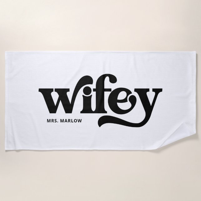 Wifey Black and White Newlywed Bridge Strandtuch (Vorderseite)