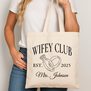Wifey Club Custom Tote Bag, Honeymoon Geschenk für Tragetasche