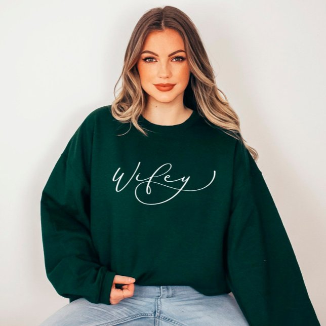 Wifey Cute Script Sweatshirt nouvellement marié (Créateur téléchargé)