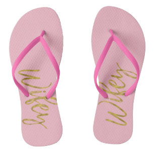 Wifey Flip Flops mit Gold Foil und Pink
