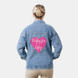 Wifey für Lifey in rosa Herz Denim Jacket Jeansjacke