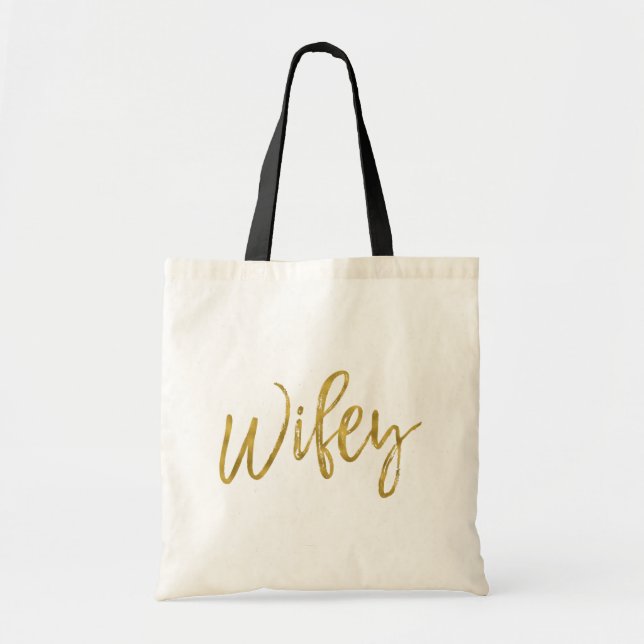 Wifey Gold Foil Sac fourre-tout d'anniversaire (Devant)