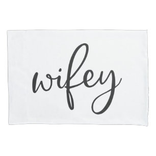Wifey-Grafik-Schwarzweiß-Typografie Kissenbezug