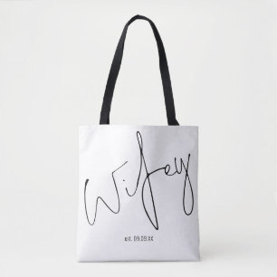 Wifey Handwriting Script-Hochzeitdatum Tasche