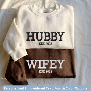 Wifey & Hubby   Brautjunggesellinnenabschied mit i Besticktes Sweatshirt
