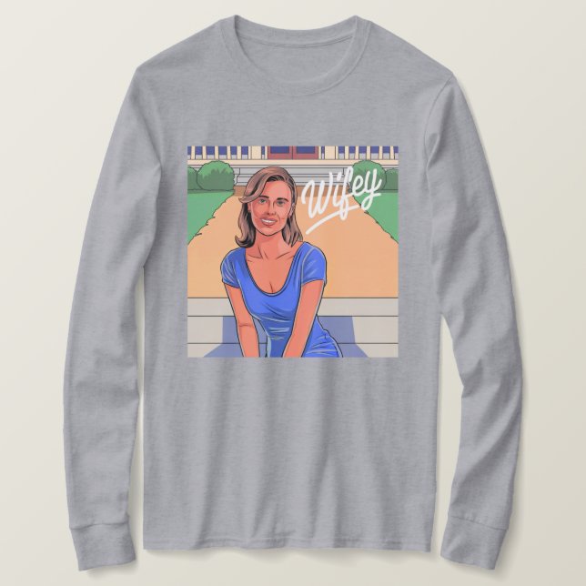 Wifey Long Sleeve Gray T - Shirt (Design vorne)