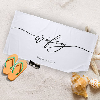 Wifey Minimalistisch Calligraphy Strandtuch