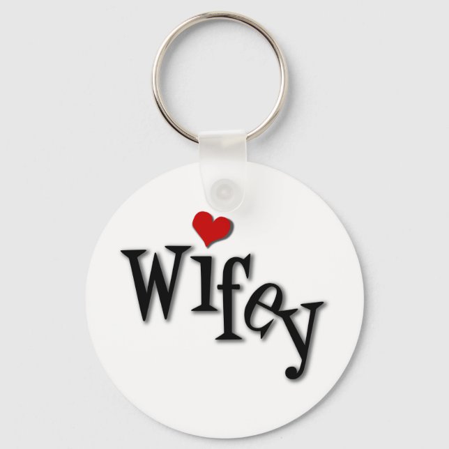 Wifey mit Funky Red Heart Schlüsselanhänger (Vorderseite)