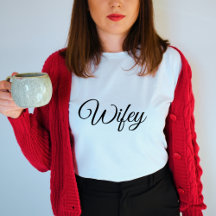 Wifey Modern Honeymoon Black Script White Women's