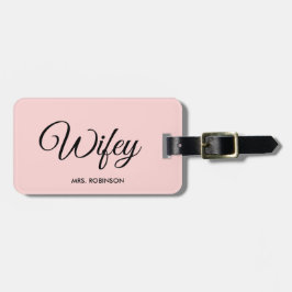 Wifey Newlyred Modern Script Custom Monogram Name Gepäckanhänger