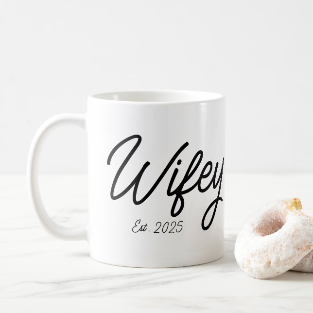 Wifey Personalisierte Verlobung Geschenk für ihre  Kaffeetasse (Mit Donut)