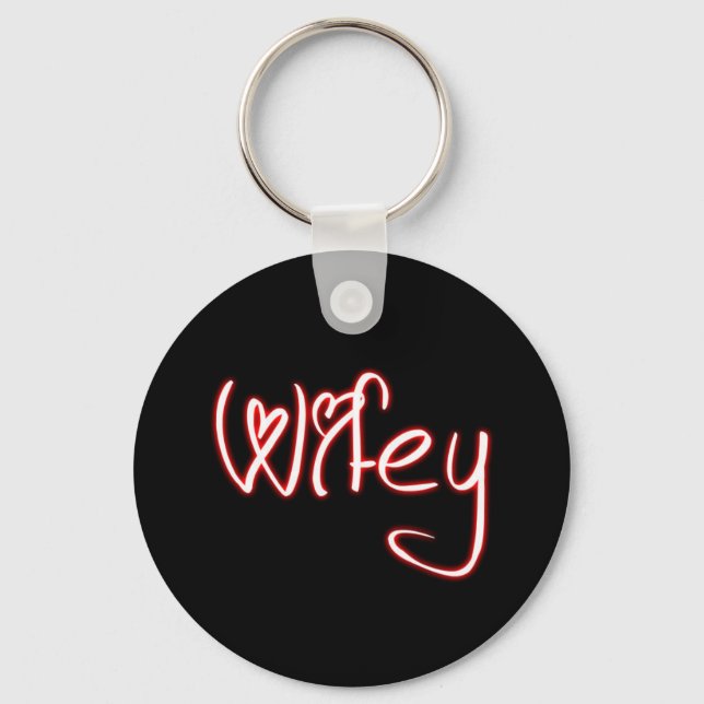 Wifey Schlüsselanhänger - Schwarz-weiß Red mit Hea (Vorderseite)