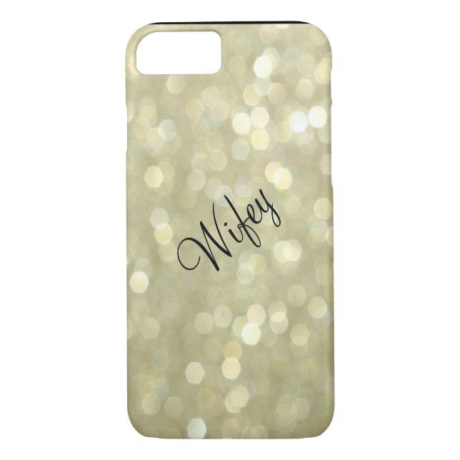 Wifey Sparkly Gold iPhone 7 Coque (Dos)