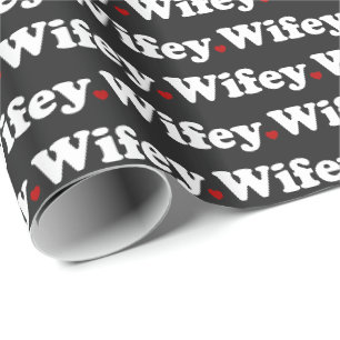 Wifey Typografie-Schwarzes Geschenkpapier