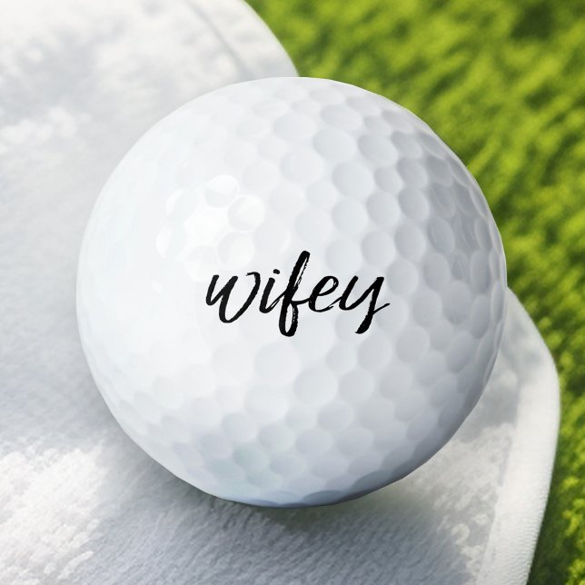 Wifey - Whimsical Black Calligraphy for the Bride Golfball (Wifey Golf Ball)