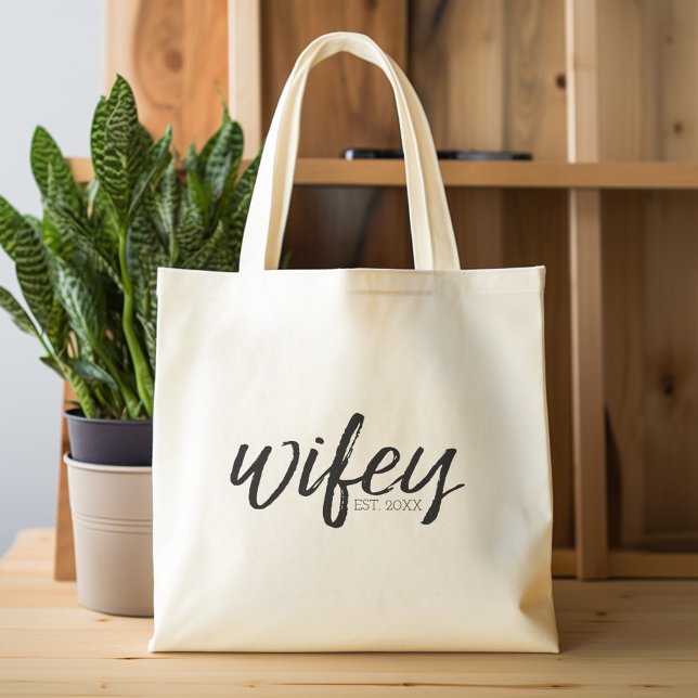Wifey - Whimsical Black Calligraphy for the Bride Tragetasche (Personalized Tote Bag - Wifey)