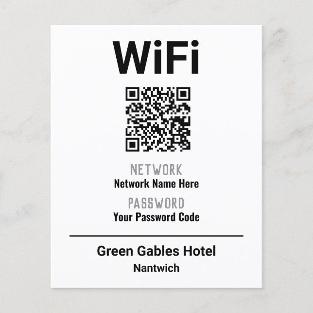 WiFi-Anweisungen mit QR-Code Flyer (Vorne)