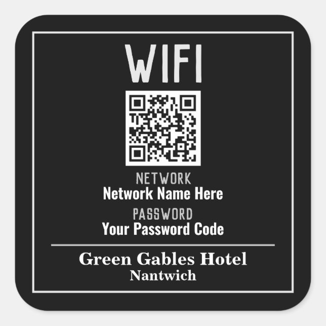 WiFi-Anweisungen mit QR-Code Quadratischer Aufkleber (Vorderseite)