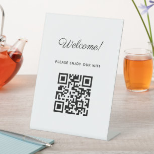 WIFI Begrüßungszeichen mit QR-Code Sockelschild