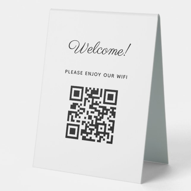 WIFI Begrüßungszeichen mit QR-Code Tischaufsteller (Vorderseite)