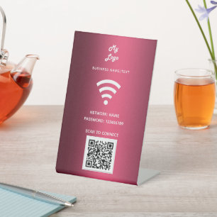 Wifi Business Logo qcode Scan verbinden Burgundy Sockelschild