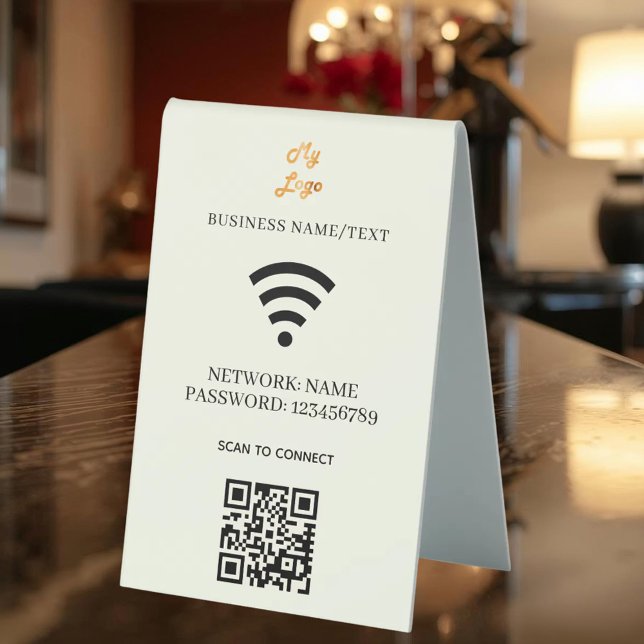 Wifi business logo qr code scan to connect ivory tischaufsteller  (Von Creator hochgeladen)