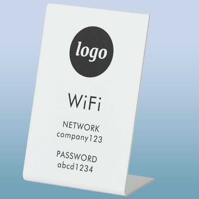 WiFi-Code-Logo-Geschäfts-Internet Sockelschild (Modern minimalist business logo WiFi code network password pedestal sign)