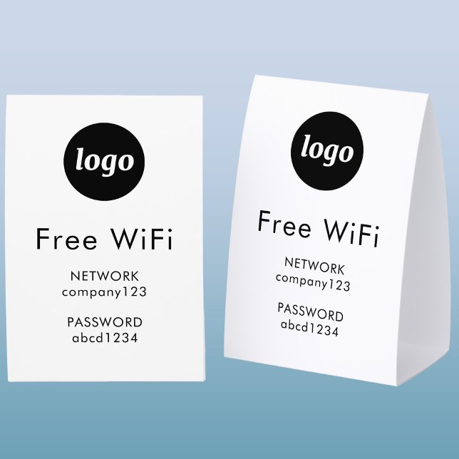 WiFi-Code-Logo-Geschäfts-Internet Tischaufsteller (Simple logo with custom text business branding promotional wifi password code table tent sign)