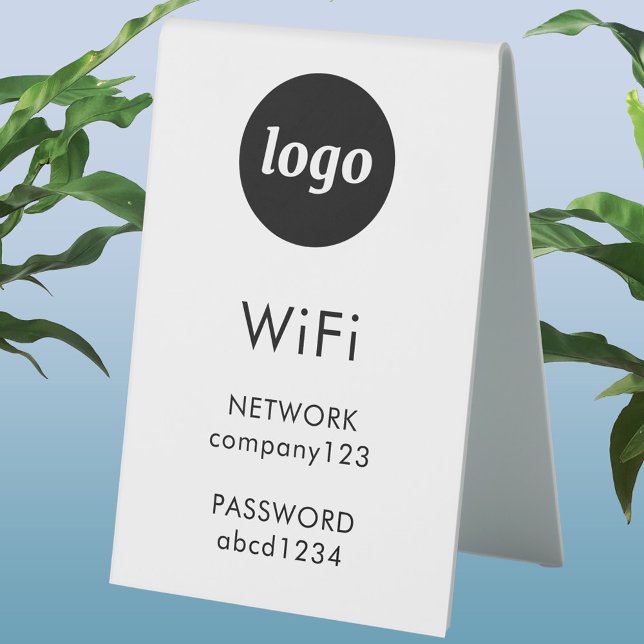 WiFi-Code-Logo-Geschäfts-Internet Tischaufsteller (Simple logo business branding promotional Wifi internet code network password table tent sign)