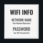 WiFi Details Einfach schwarz Typografisch weiß Magnet<br><div class="desc">Ein praktischer Weg,  Ihre WiFi-Details immer zur Hand für Besucher auf Ihrer Zuhause behalten,  mit diesem Magnet für Ihren Kühlschrank,  mit vereinfachenden schwarzen Typografie auf einem weißen Hintergrund. Personalisieren Sie sich einfach mit Ihren eigenen Netzwerkinformationen und Ihrem Passwort.</div>