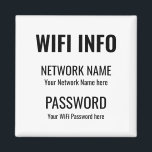 WiFi Details Einfach schwarz Typografisch weiß Magnet<br><div class="desc">Ein praktischer Weg,  Ihre WiFi-Details immer zur Hand für Besucher auf Ihrer Zuhause behalten,  mit diesem Magnet für Ihren Kühlschrank,  mit vereinfachenden schwarzen Typografie auf einem weißen Hintergrund. Personalisieren Sie sich einfach mit Ihren eigenen Netzwerkinformationen und Ihrem Passwort.</div>