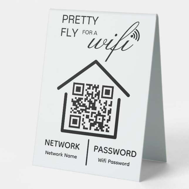 WiFi Details Hübsch Fliegen für einen WiFi QR Code Tischaufsteller (Vorderseite)