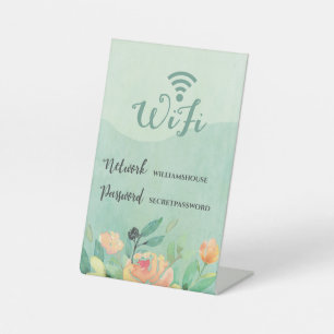 WiFi Family Guest Office - Blumenkennwort Internet Sockelschild