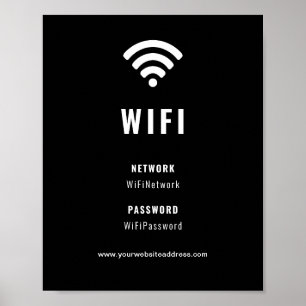 WiFi für Unternehmen der schwarzen und weißen Wirt Poster