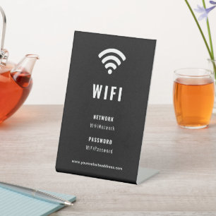 WiFi für Unternehmen der schwarzen und weißen Wirt Sockelschild