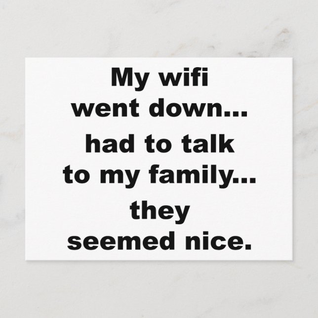 WIFI HERUNTER! POSTKARTE (Vorderseite)