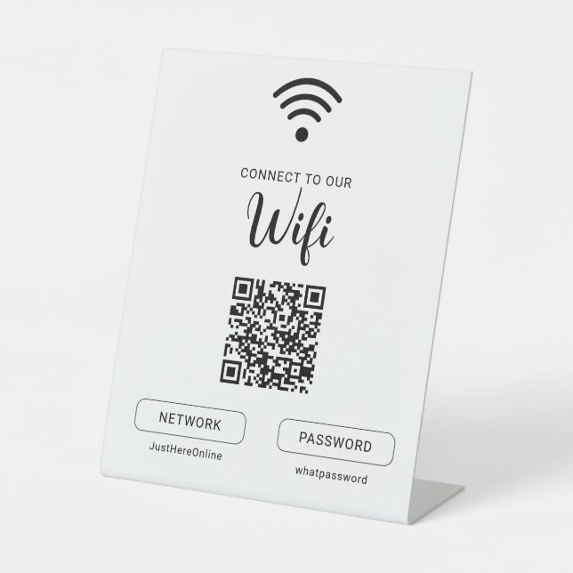 Wifi Info Sign Connect Online Minimal Modern Sockelschild (Vorderseite)