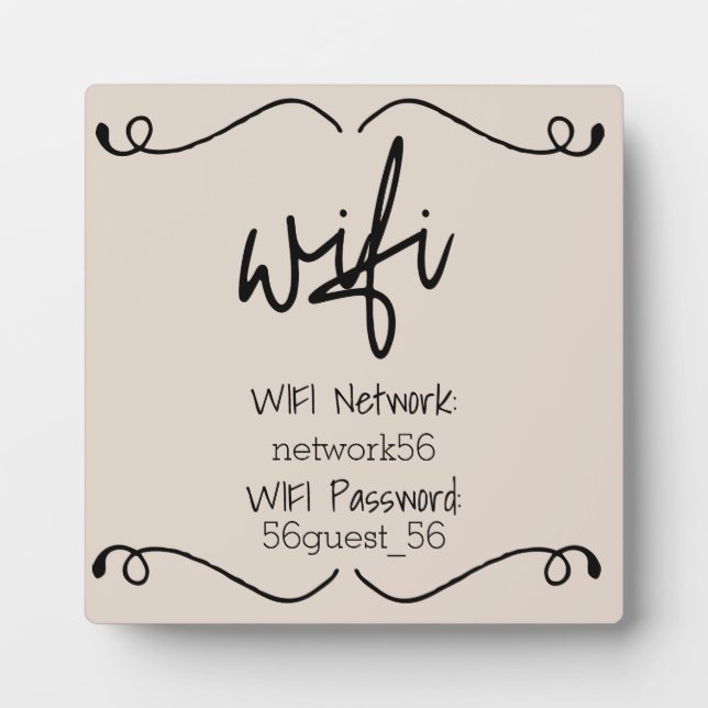 WIFI-Informationskennwort für den Gastbesucher Fotoplatte (Vorderseite)