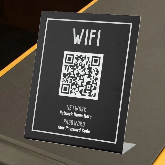 WiFi Instructions With QR Code Pedestal Sign Sockelschild (Von Creator hochgeladen)