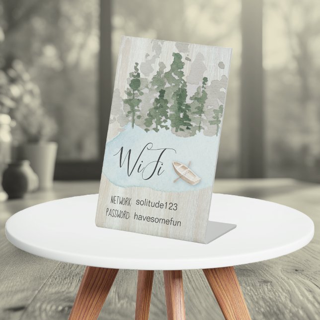 WiFi Internet Password Vacation Lake House Pedesta Sockelschild (WIFI internet password and network sign. Perfect for guests at your cabin vacation home rental.)