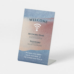 WiFi Internet Password Zuhause Office Rose Gold Sockelschild